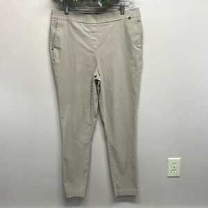 Jones New York Pull On Stretch Slim Dress Pants Khaki Tan L